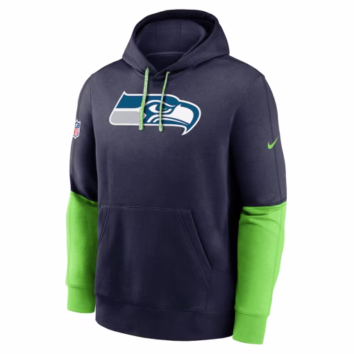 Seattle Seahawks Nike 2024 Sideline Club Pullover Hoodie – College Navy - Image 2