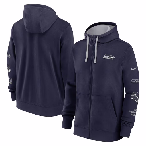 Seattle Seahawks Nike Club Full-Zip Hoodie Jacket – College Navy