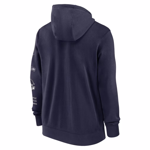 Seattle Seahawks Nike Club Full-Zip Hoodie Jacket – College Navy - Image 3