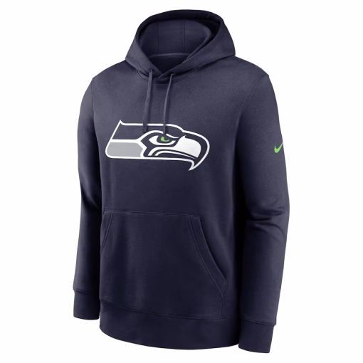 Seattle Seahawks Nike Club Logo Pullover Hoodie – College Navy - Image 2