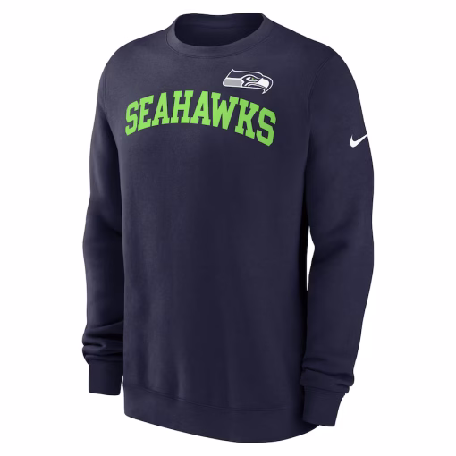 Seattle Seahawks Nike Club Pullover Sweatshirt – College Navy - Image 2