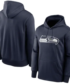 Seattle Seahawks Nike Fan Gear Primary Logo Therma Performance Pullover Hoodie – College Navy