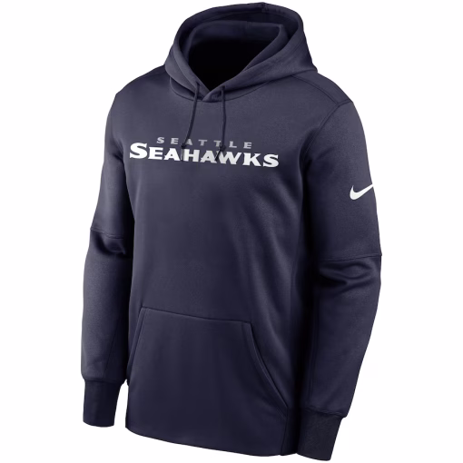 Seattle Seahawks Nike Fan Gear Wordmark Performance Pullover Hoodie – College Navy - Image 2