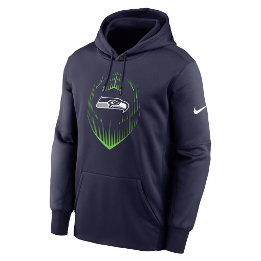 Seattle Seahawks Nike Icon Performance Pullover Hoodie – College Navy - Image 2