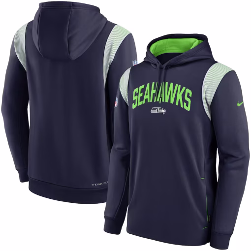 Seattle Seahawks Nike Sideline Athletic Stack Performance Pullover Hoodie – College Navy