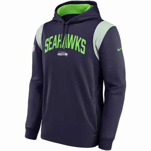 Seattle Seahawks Nike Sideline Athletic Stack Performance Pullover Hoodie – College Navy - Image 2