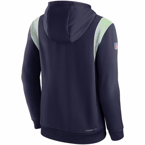 Seattle Seahawks Nike Sideline Athletic Stack Performance Pullover Hoodie – College Navy - Image 3