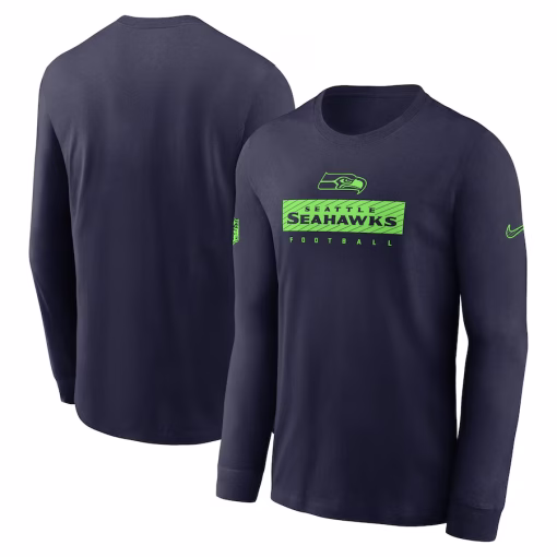 Seattle Seahawks Nike Sideline Performance Long Sleeve T-Shirt – College Navy