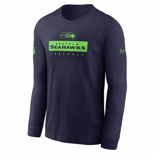 Seattle Seahawks Nike Sideline Performance Long Sleeve T-Shirt – College Navy - Image 2