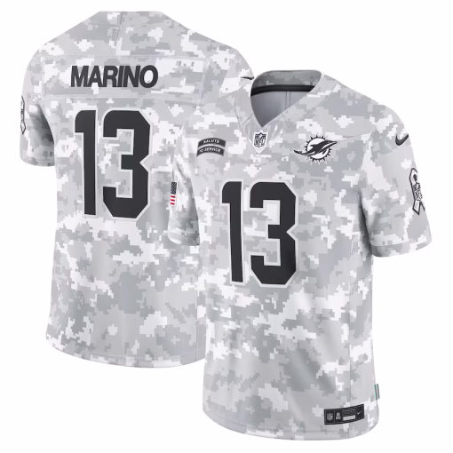 Dan Marino Miami Dolphins Nike 2024 Salute to Service Retired Player Limited Jersey – Arctic Camo