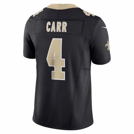 Derek Carr New Orleans Saints Nike Vapor F.U.S.E. Limited Jersey – Black - Image 3