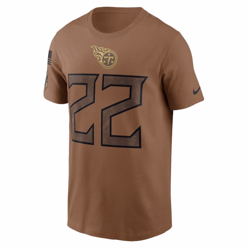 Derrick Henry Tennessee Titans Nike Salute To Service Name & Number T-Shirt – Brown - Image 3
