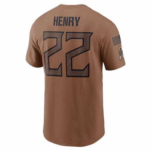 Derrick Henry Tennessee Titans Nike Salute To Service Name & Number T-Shirt – Brown - Image 2