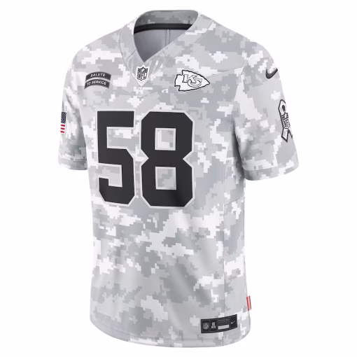 Men’s Kansas City Chiefs Derrick Thomas Nike Arctic Camo 2024 Salute to Service Retired Player Limited Jersey - Image 2