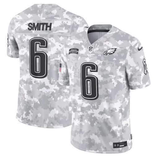 Men’s Philadelphia Eagles DeVonta Smith Nike Arctic Camo 2024 Salute to Service Limited Jersey