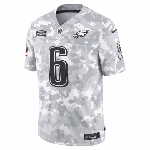 Men’s Philadelphia Eagles DeVonta Smith Nike Arctic Camo 2024 Salute to Service Limited Jersey - Image 2