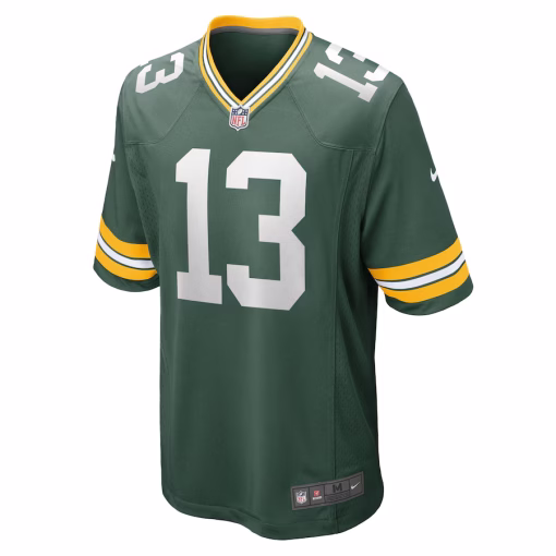 Men’s Green Bay Packers Dontayvion Wicks Nike Green Game Jersey - Image 2