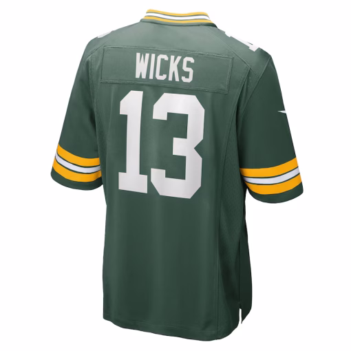 Men’s Green Bay Packers Dontayvion Wicks Nike Green Game Jersey - Image 3