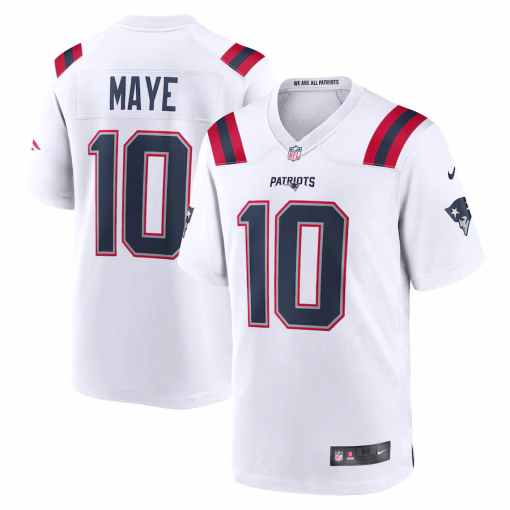 Drake Maye New England Patriots Nike Player Game Jersey – White
