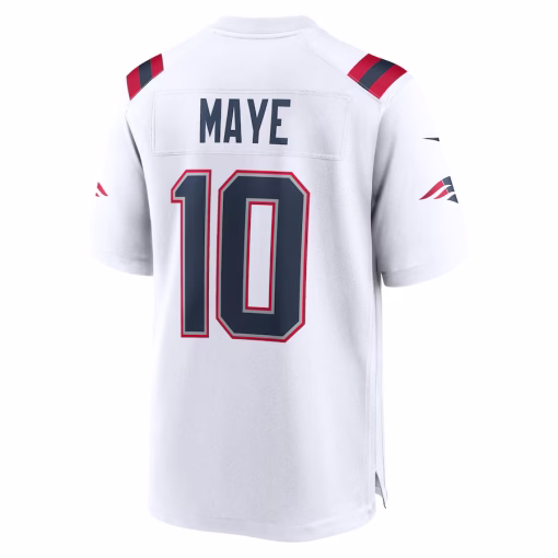 Drake Maye New England Patriots Nike Player Game Jersey – White - Image 3