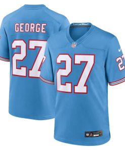 Eddie George Tennessee Titans Nike Oilers Throwback Retired Player Game Jersey – Light Blue