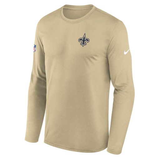 New Orleans Saints Nike Legend Small Logo Performance Long Sleeve T-Shirt – Gold - Image 2