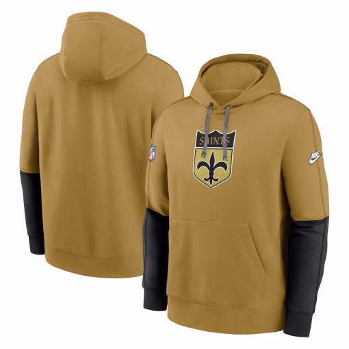 New Orleans Saints Nike Throwback Logo Club Tri-Blend Pullover Hoodie – Gold