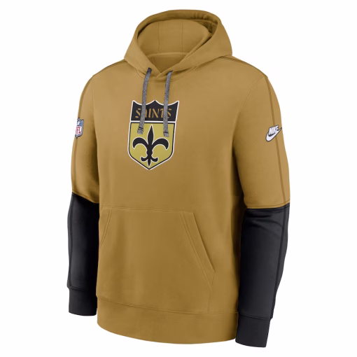 New Orleans Saints Nike Throwback Logo Club Tri-Blend Pullover Hoodie – Gold - Image 2