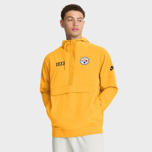 Pittsburgh Steelers Nike 1933 Sideline Alt Pack Anorak Half-Zip Hoodie Jacket – Gold