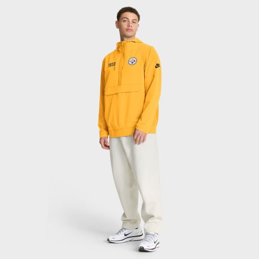 Pittsburgh Steelers Nike 1933 Sideline Alt Pack Anorak Half-Zip Hoodie Jacket – Gold - Image 3