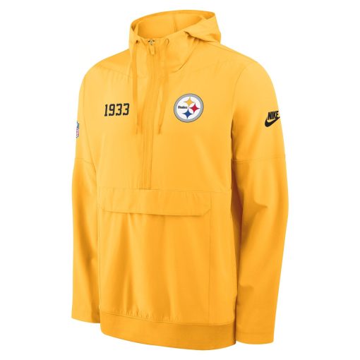 Pittsburgh Steelers Nike 1933 Sideline Alt Pack Anorak Half-Zip Hoodie Jacket – Gold - Image 4