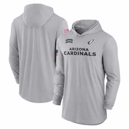 Arizona Cardinals Nike 2024 Salute to Service Lightweight Performance Long Sleeve Hooded T-Shirt – Gray