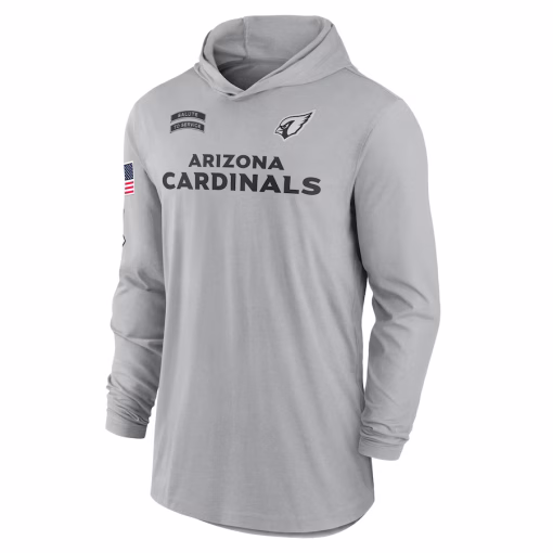 Arizona Cardinals Nike 2024 Salute to Service Lightweight Performance Long Sleeve Hooded T-Shirt – Gray - Image 2