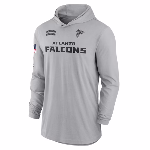 Atlanta Falcons Nike 2024 Salute to Service Lightweight Performance Long Sleeve Hooded T-Shirt – Gray - Image 2