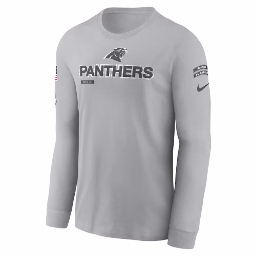 Carolina Panthers Nike 2024 Salute To Service Long Sleeve T-Shirt – Gray - Image 2