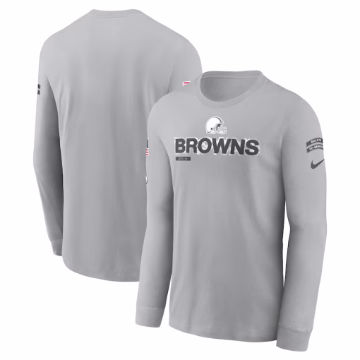 Cleveland Browns Nike 2024 Salute To Service Long Sleeve T-Shirt – Gray