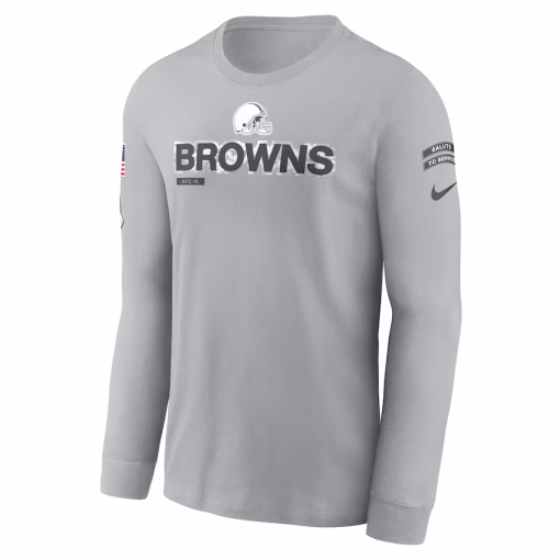 Cleveland Browns Nike 2024 Salute To Service Long Sleeve T-Shirt – Gray - Image 2