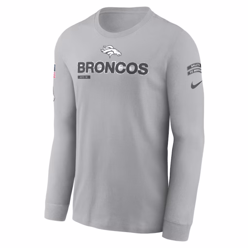 Denver Broncos Nike 2024 Salute To Service Long Sleeve T-Shirt – Gray - Image 2