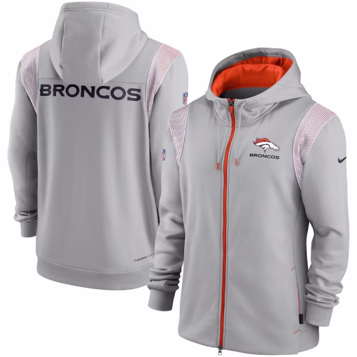 Denver Broncos Nike Performance Sideline Lockup Full-Zip Hoodie – Gray