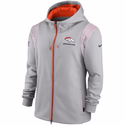 Denver Broncos Nike Performance Sideline Lockup Full-Zip Hoodie – Gray - Image 2