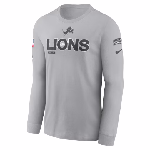 Detroit Lions Nike 2024 Salute To Service Long Sleeve T-Shirt – Gray - Image 2