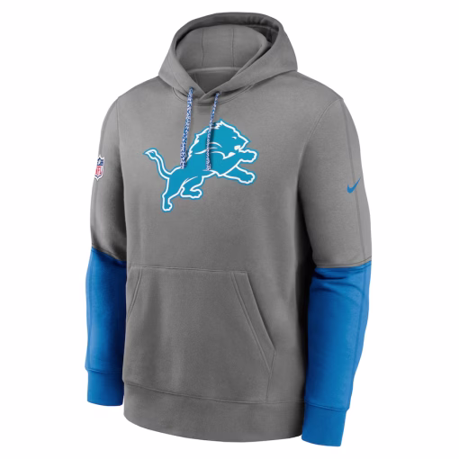 Detroit Lions Nike 2024 Sideline Club Pullover Hoodie – Gray - Image 2