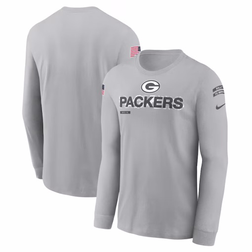 Men’s Green Bay Packers Nike Gray 2024 Salute To Service Long Sleeve T-Shirt