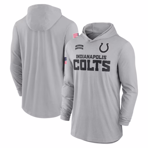 Indianapolis Colts Nike 2024 Salute to Service Lightweight Performance Long Sleeve Hooded T-Shirt – Gray