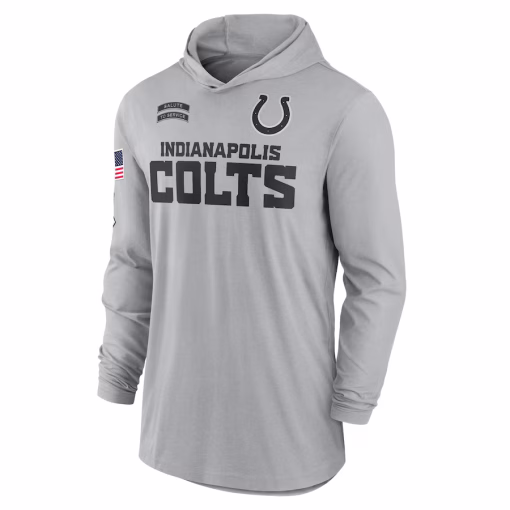 Indianapolis Colts Nike 2024 Salute to Service Lightweight Performance Long Sleeve Hooded T-Shirt – Gray - Image 2