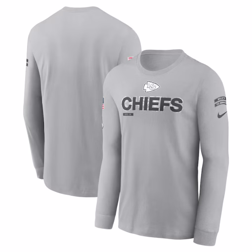 Men’s Kansas City Chiefs Nike Gray 2024 Salute To Service Long Sleeve T-Shirt
