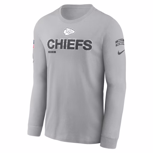 Men’s Kansas City Chiefs Nike Gray 2024 Salute To Service Long Sleeve T-Shirt - Image 2