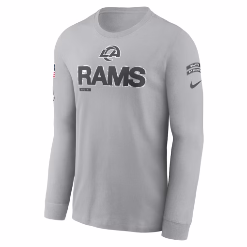 Los Angeles Rams Nike 2024 Salute To Service Long Sleeve T-Shirt – Gray - Image 2