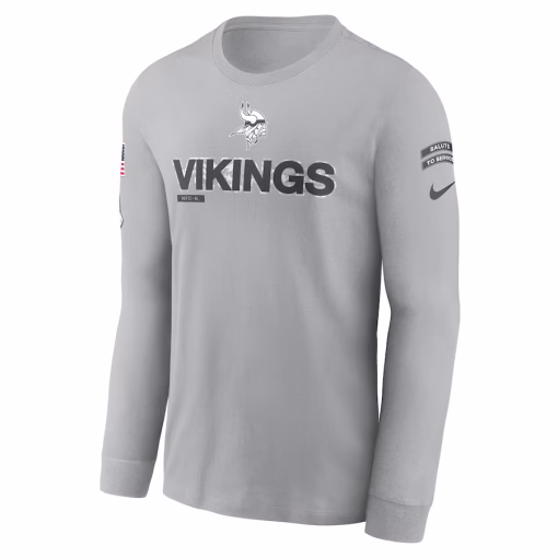 Minnesota Vikings Nike 2024 Salute To Service Long Sleeve T-Shirt – Gray - Image 2