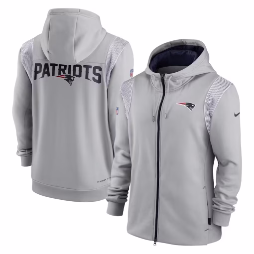 New England Patriots Nike Performance Sideline Lockup Full-Zip Hoodie – Gray